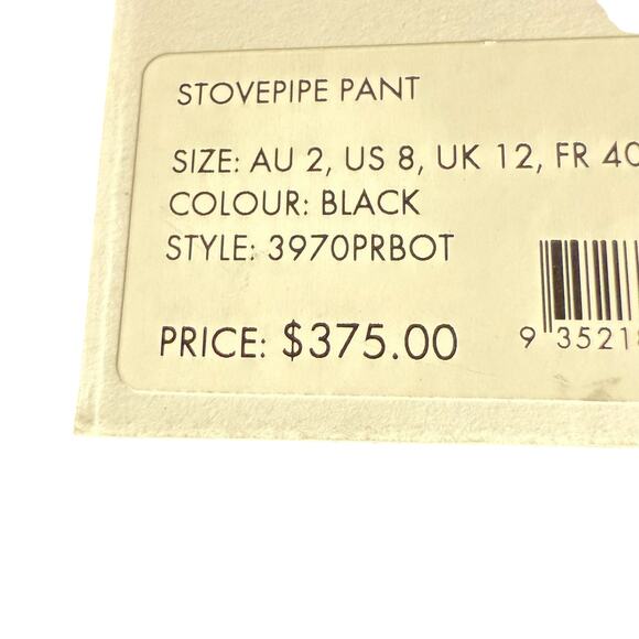 Zimmermann Stovepipe Black Crepe Trouser Dress Pants Size Medium - Picture 12 of 13
